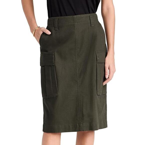 Vince Stretch Cotton Utility Cargo Skirt in Night Pine Size 2 - Picture 1 of 6